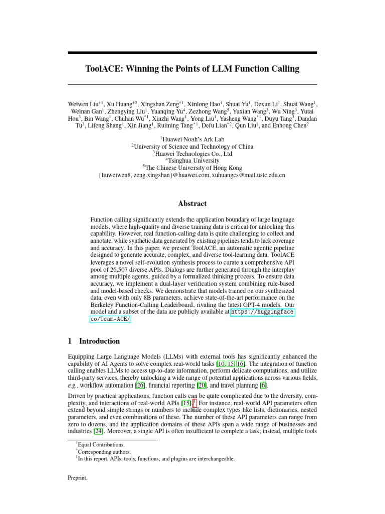 ToolACE: Enhancing LLM Function Calling | PDF | Verification And ...