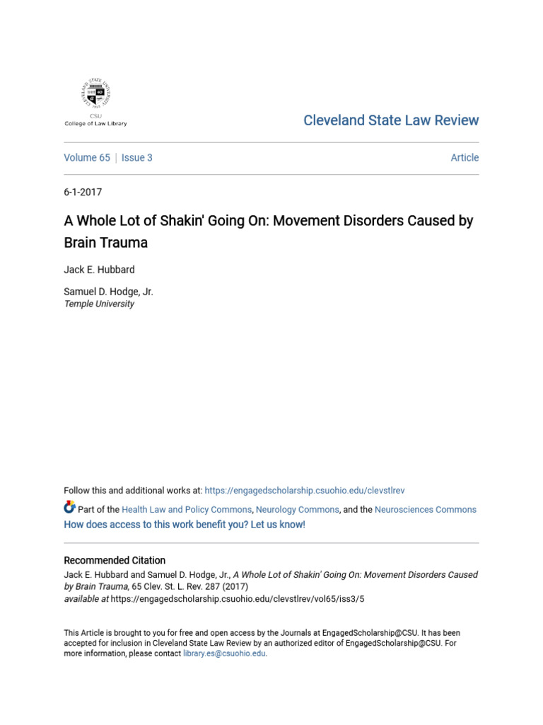 A Whole Lot of Shakin Going On Movement Disorders Caused by Bra | PDF ...