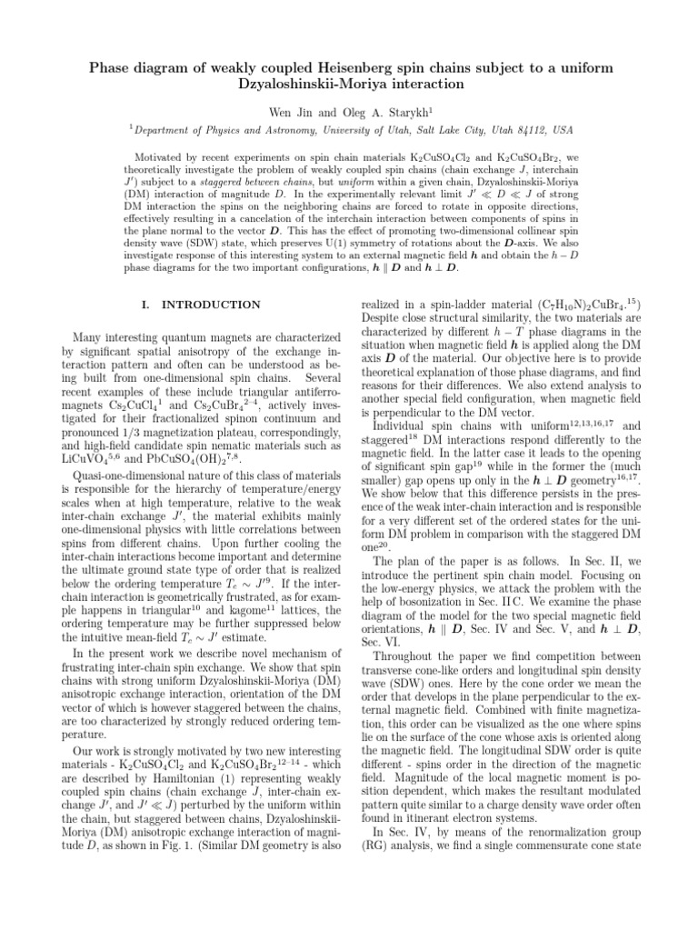 Phase Diagram of Heisenberg Spin Chains | PDF | Spin (Physics ...