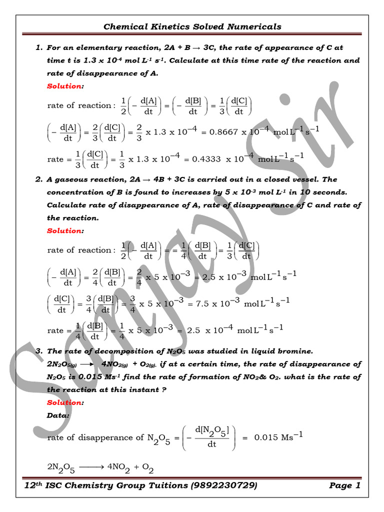 Reaction Rate Calculations | PDF | Chemical Kinetics | Reaction Rate