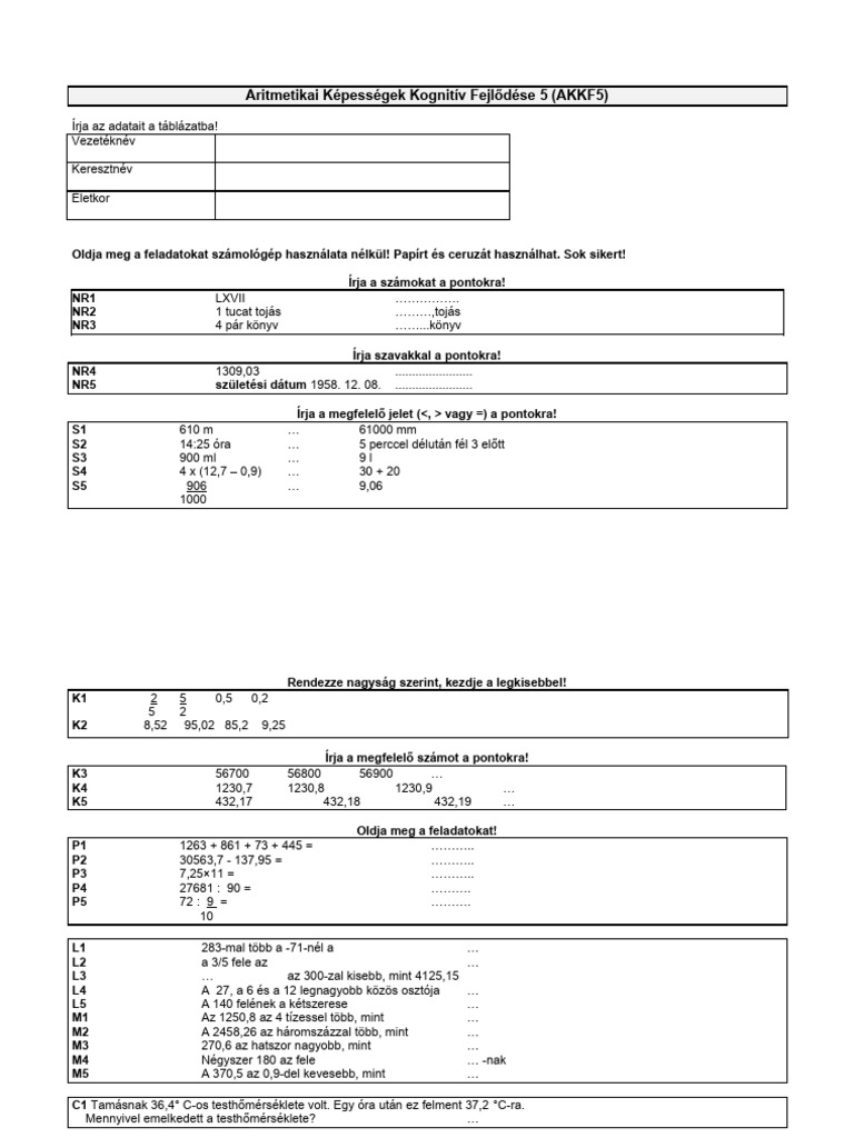 AKKF Teszt | PDF