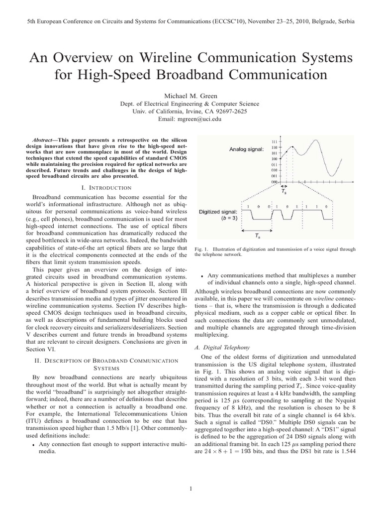 An Overview On Wireline Communication Systems For High-Speed Broadband ...