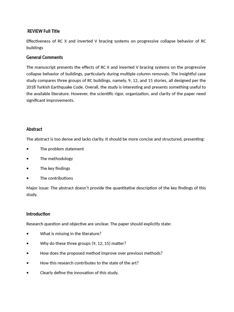 RC Bracing Systems and Collapse Behavior | PDF