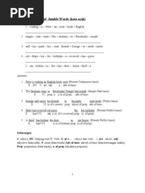 Jumbled Words Verb Adjective