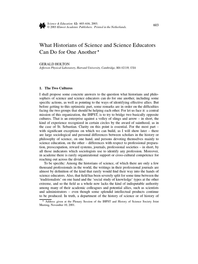 Bridging Historians and Science Educators | PDF | Science | History Of ...