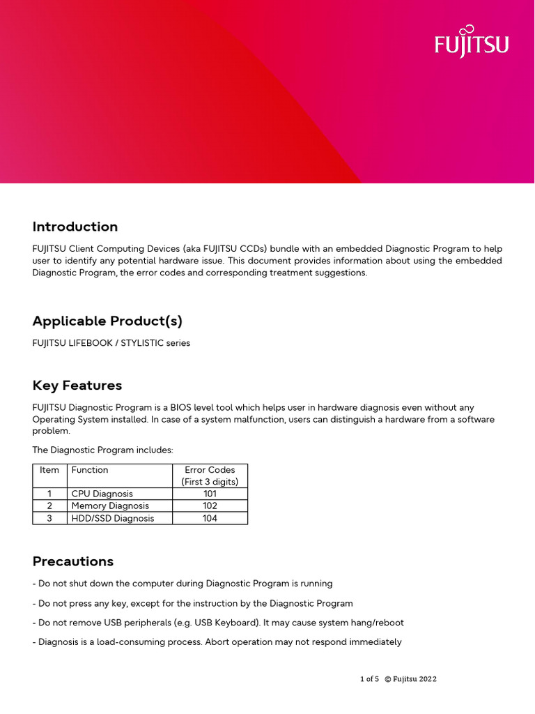 Fujitsu Embedded Diagnostic Tool Guide | PDF | Booting | Intel