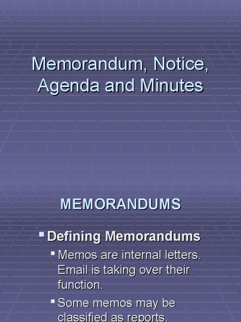 Memorandum Notice And Minutes Pdf Memorandum Communication