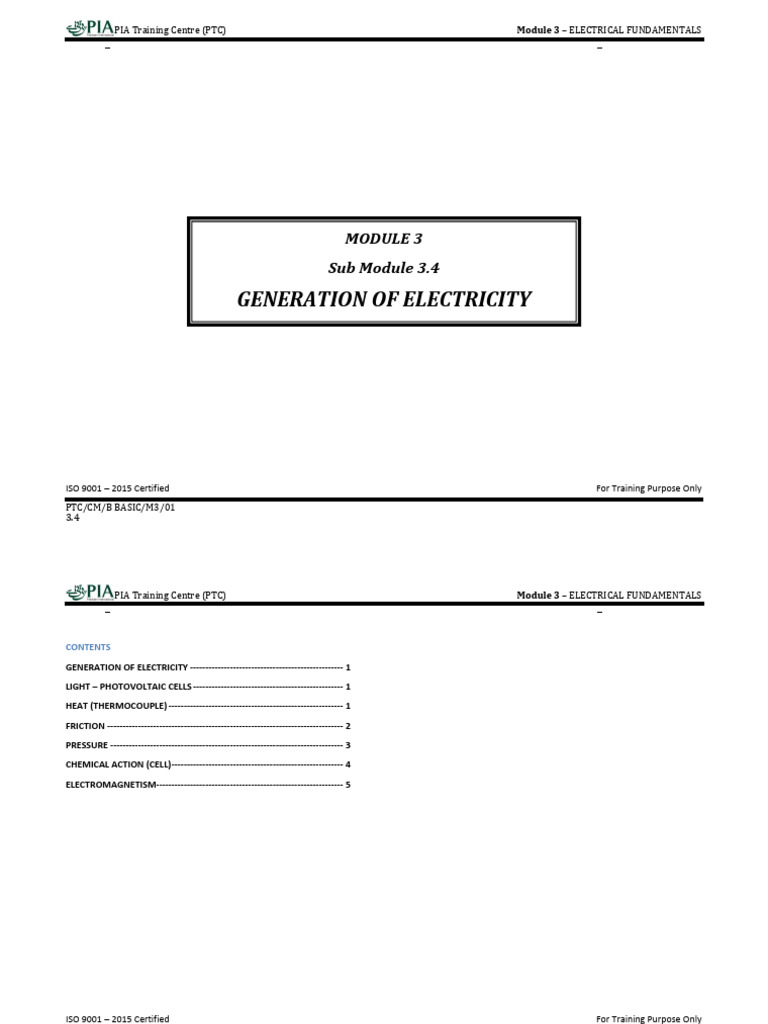 Sub Module 3.4 Gen of Electricity | PDF | Magnetic Field | Magnetism