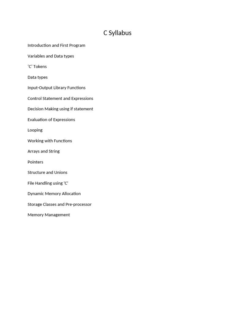 C Programming Syllabus 2025 PDF | PDF
