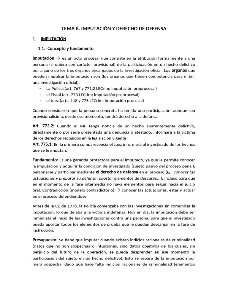 Imputación y Derecho de Defensa en Proceso Penal | PDF | Fiscal | Queja