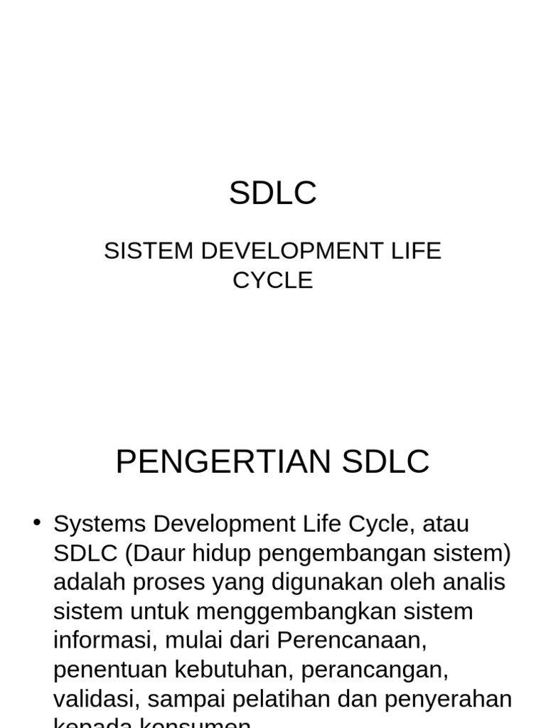 Proses Sistem Development Life Cycle | PDF