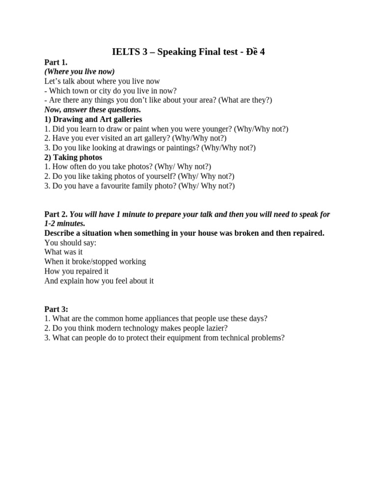 IELTS Speaking Test Part 4 Guide | PDF