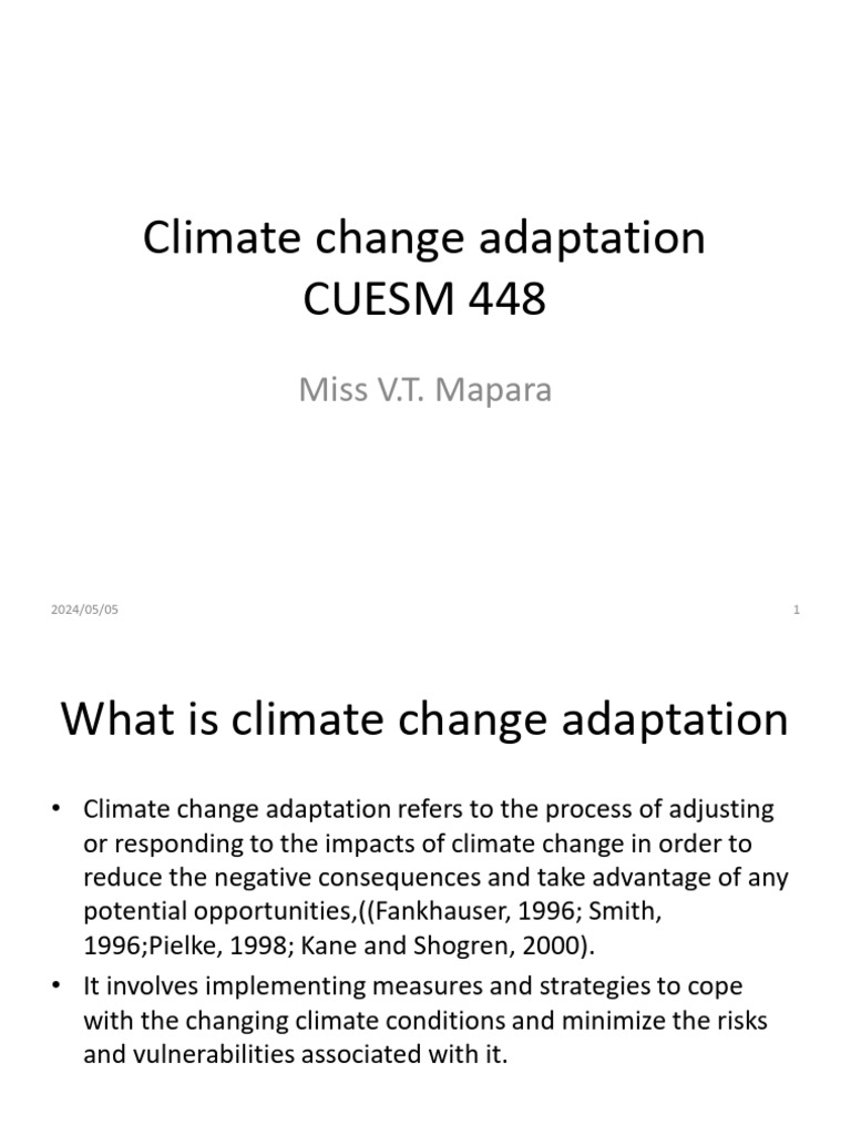 Climate Change Adaptation Lecture 8 | PDF | Climate Resilience ...
