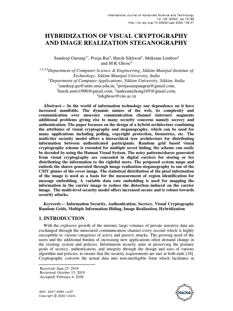 Hybridization of Visual Cryptography and | PDF | Cryptography | Applied ...