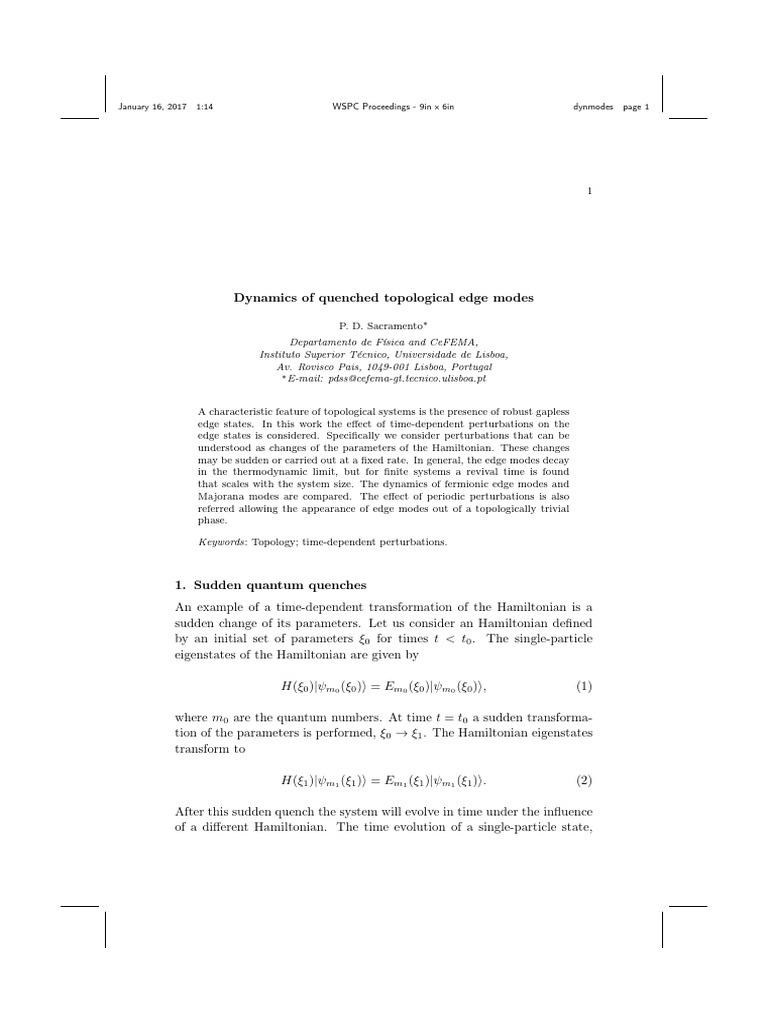 Dynamics of Topological Edge Modes | PDF | Perturbation Theory (Quantum ...
