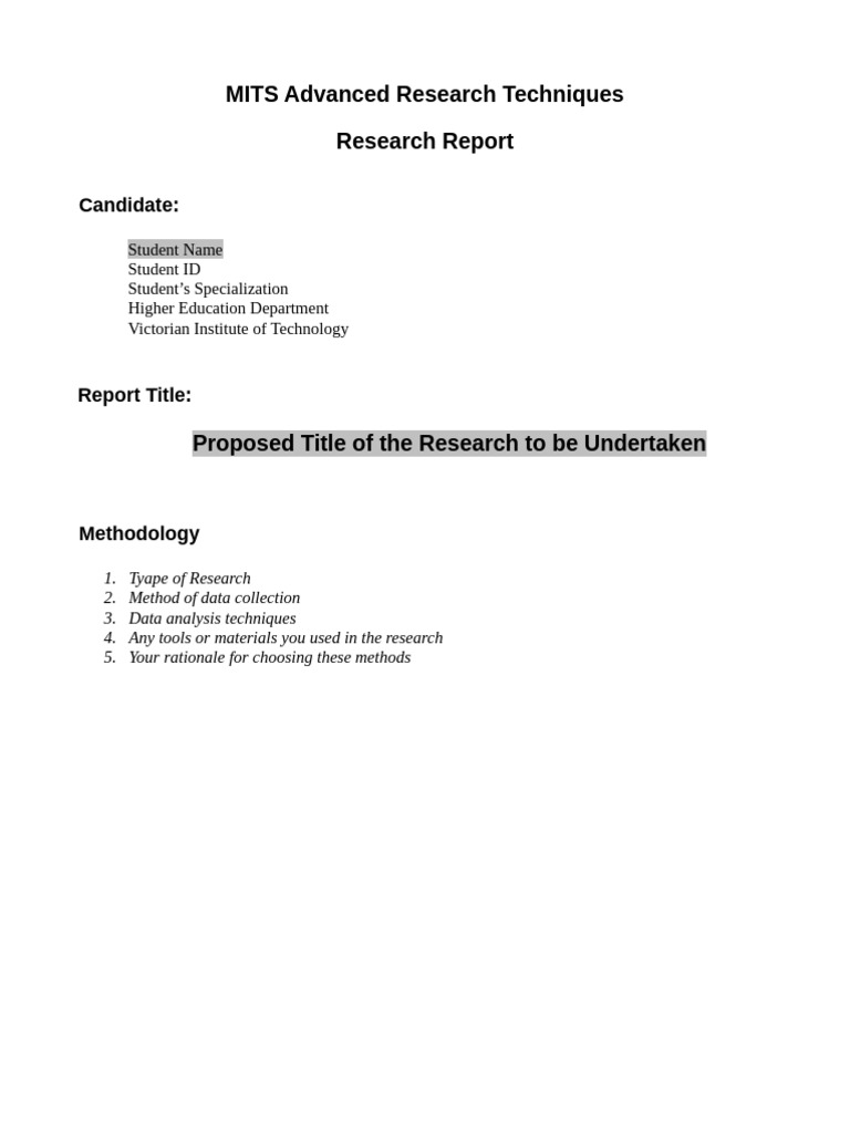 MITS Advanced Research Methodology Report | PDF