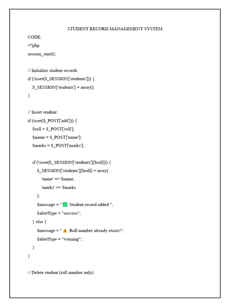 Student Record Management System Code | PDF | Computing | Software