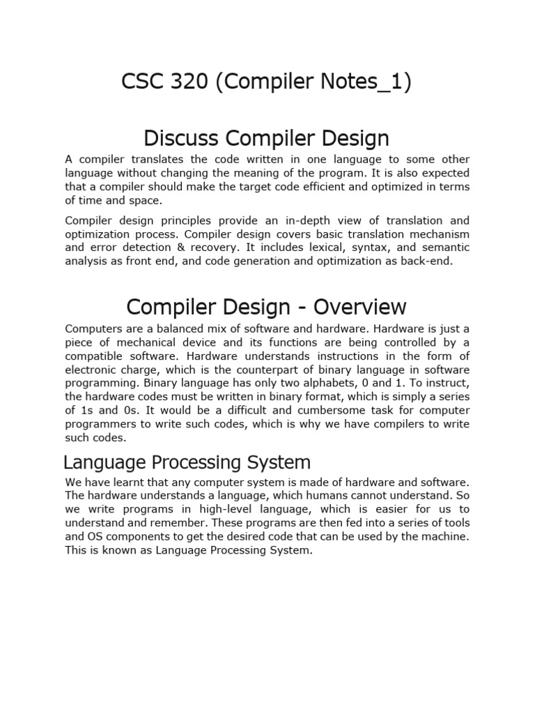 Compiler Design Overview and Phases | PDF | Parsing | Compiler