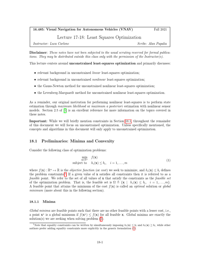 Unconstrained Least-Squares Optimization | PDF | Mathematical ...
