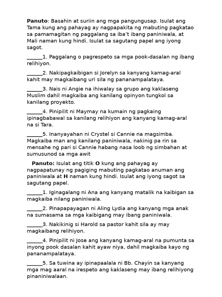 Panuto | PDF