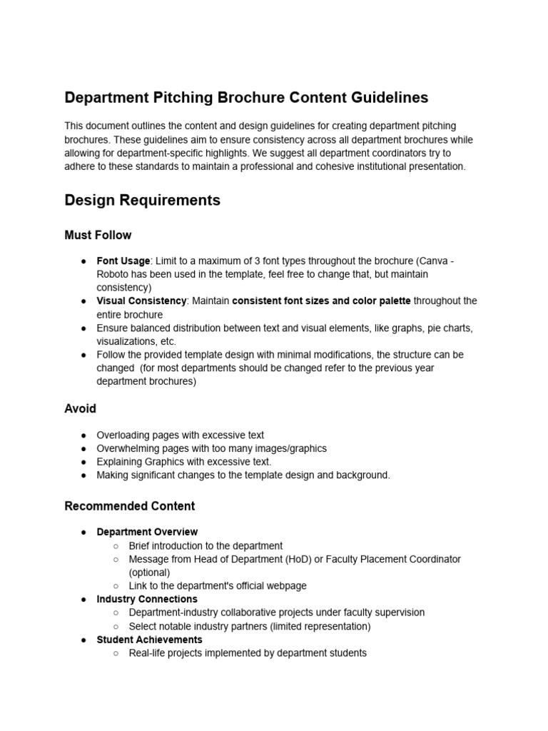 Department Brochure Content Guidelines | PDF | Computing