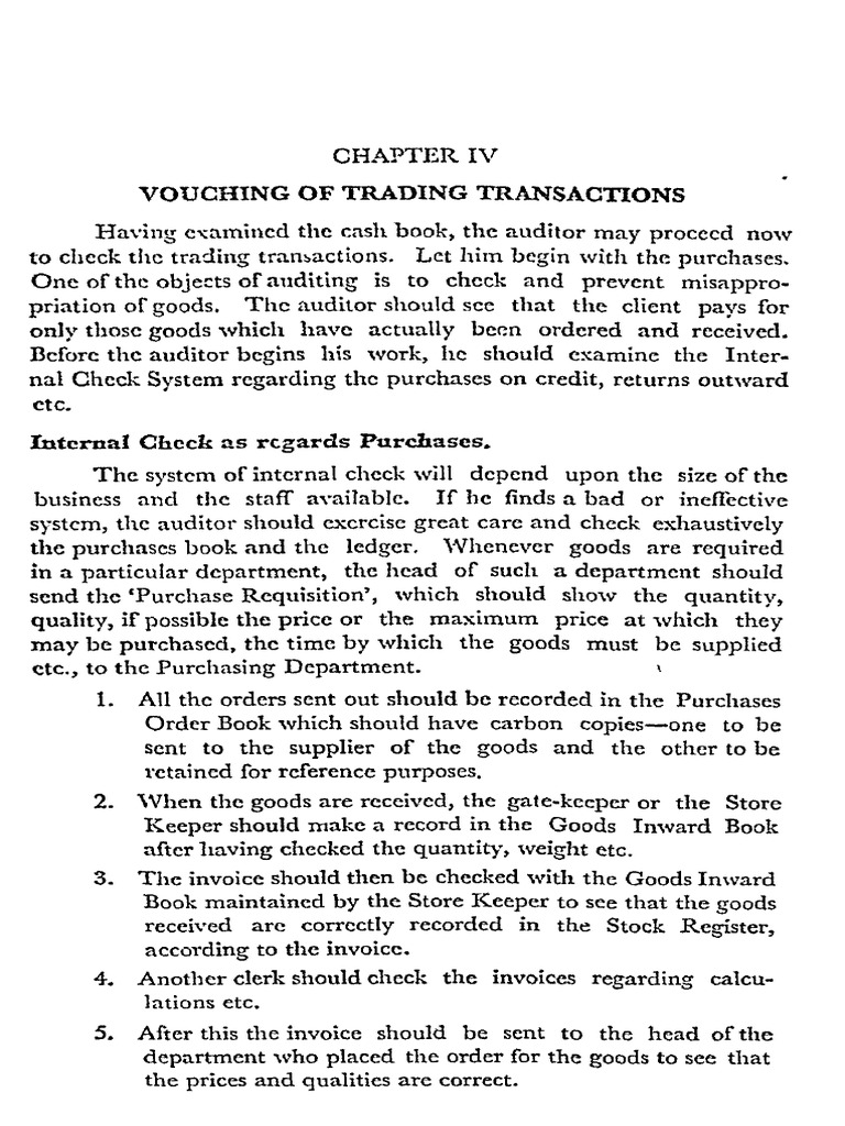 Chapter IV Vouching of Trading Transactions | PDF | Debits And Credits ...
