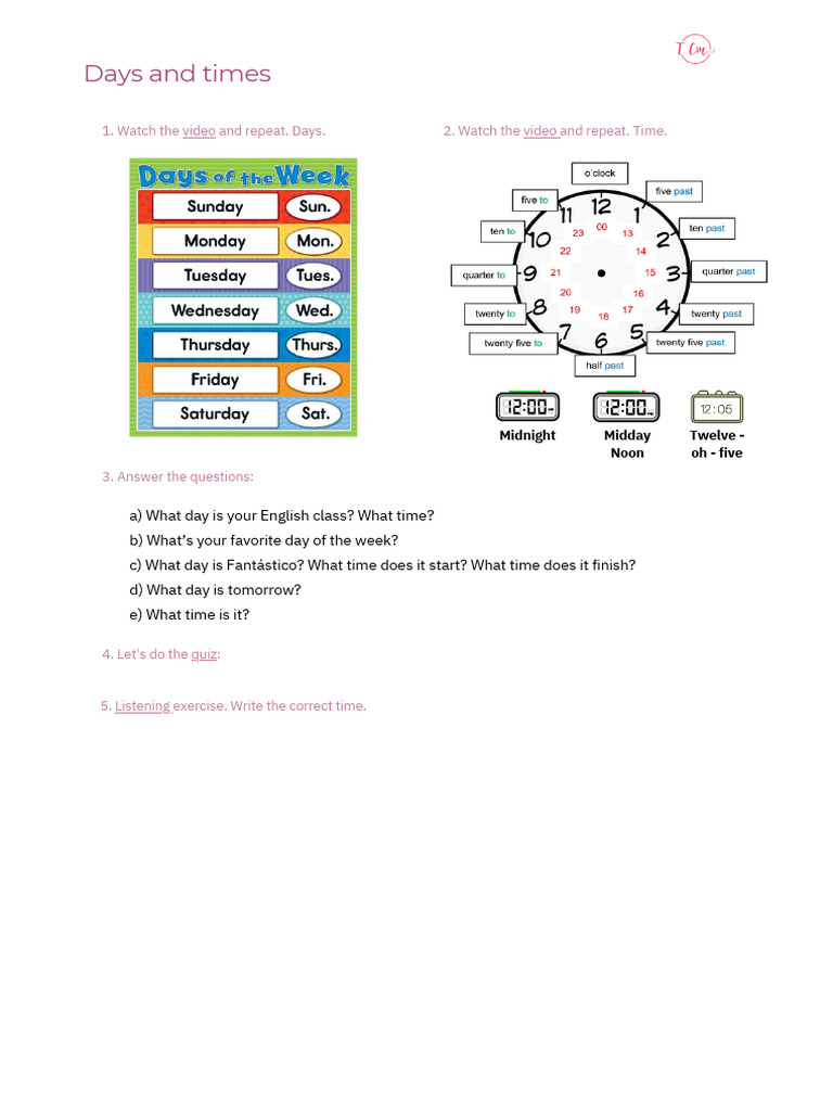 Days and Times | PDF