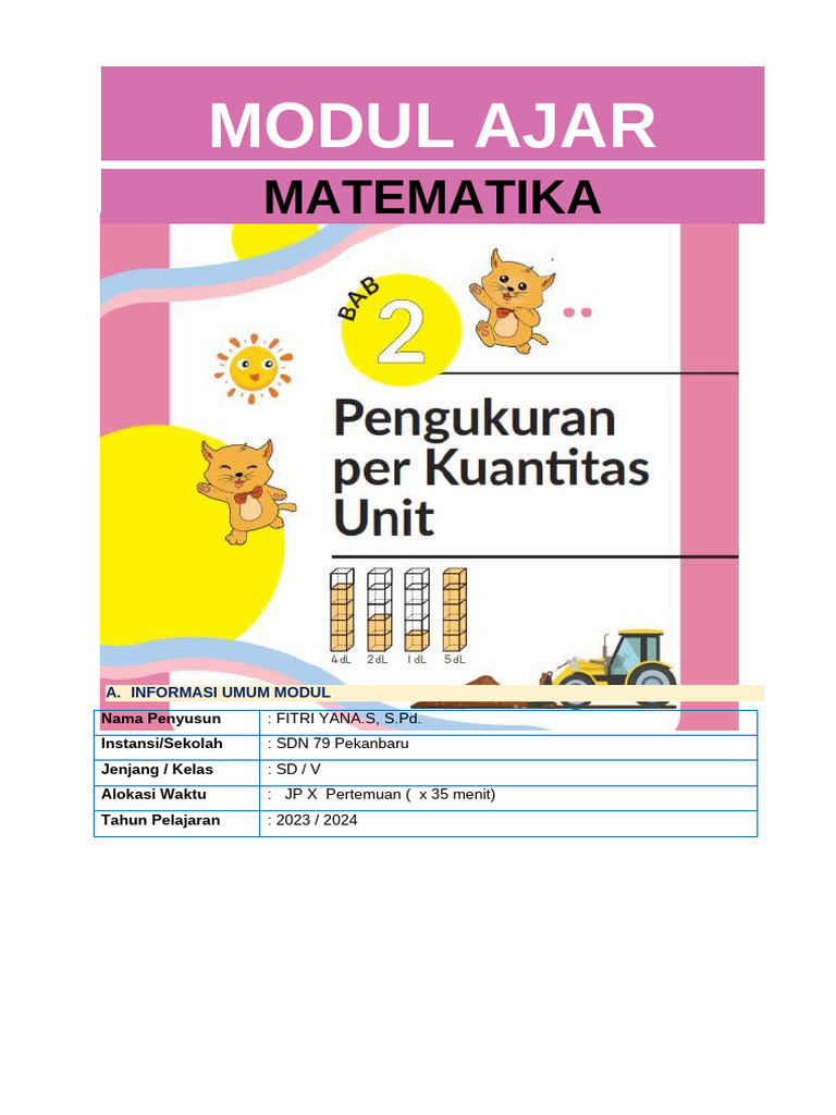 Modul Ajar Matematika Kelas V SD | PDF