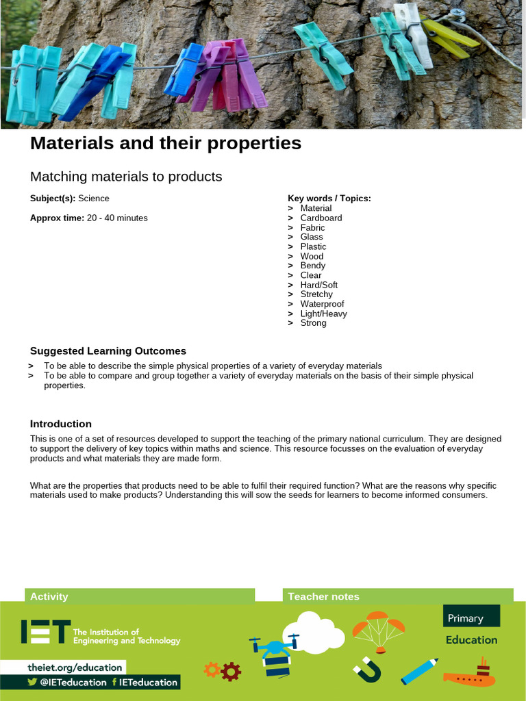 STEM Materials-And-Their-Properties-Activity | PDF | Curriculum | Teachers