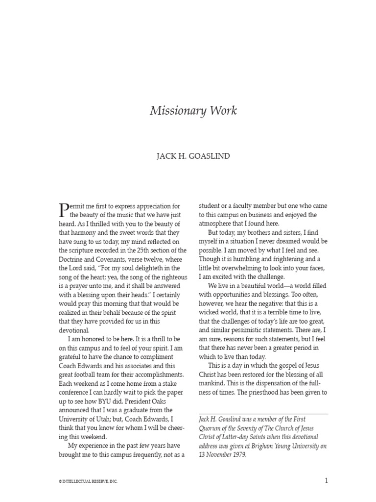 Goaslind Jack 1979 11 Missionary Work | PDF | Jesus | Eternal Life ...