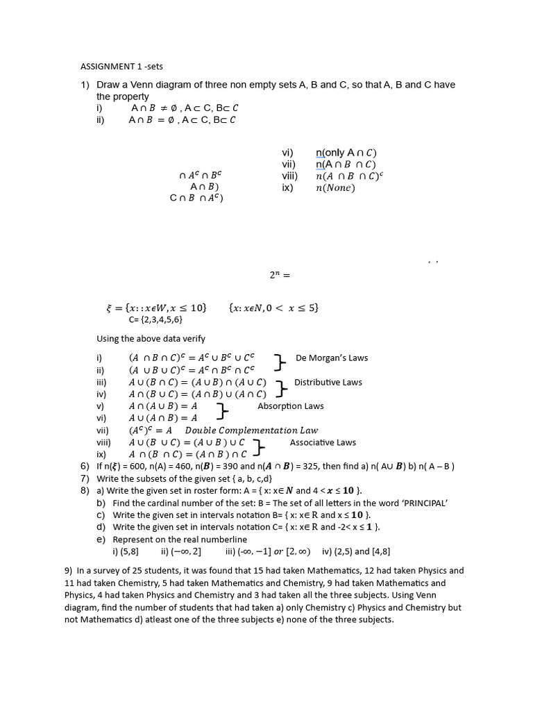 Venn Diagrams and Set Theory Problems | PDF | Empty Set | Mathematics