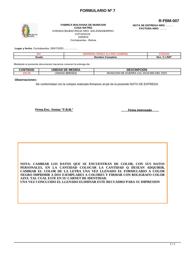 Formulario 007 | PDF