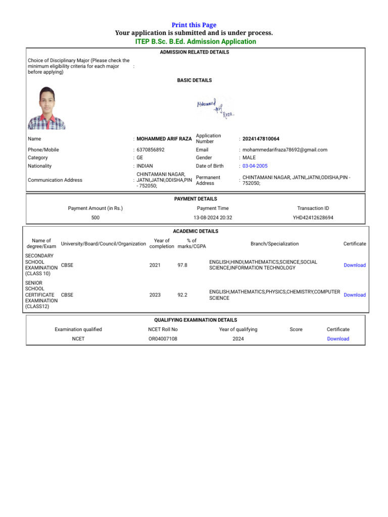 IIT Application | PDF | Qualifications