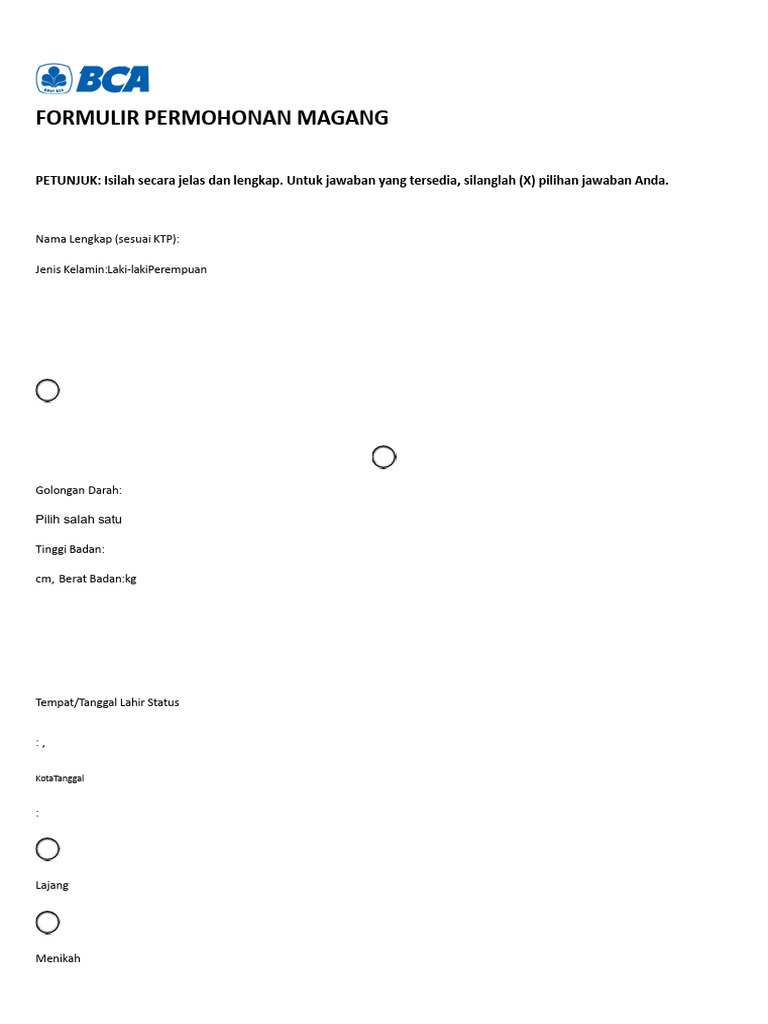 Formulir Permohonan Magang 2025 | PDF