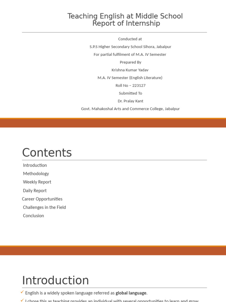 English Teaching Internship Report | PDF | Cognition | Human Communication