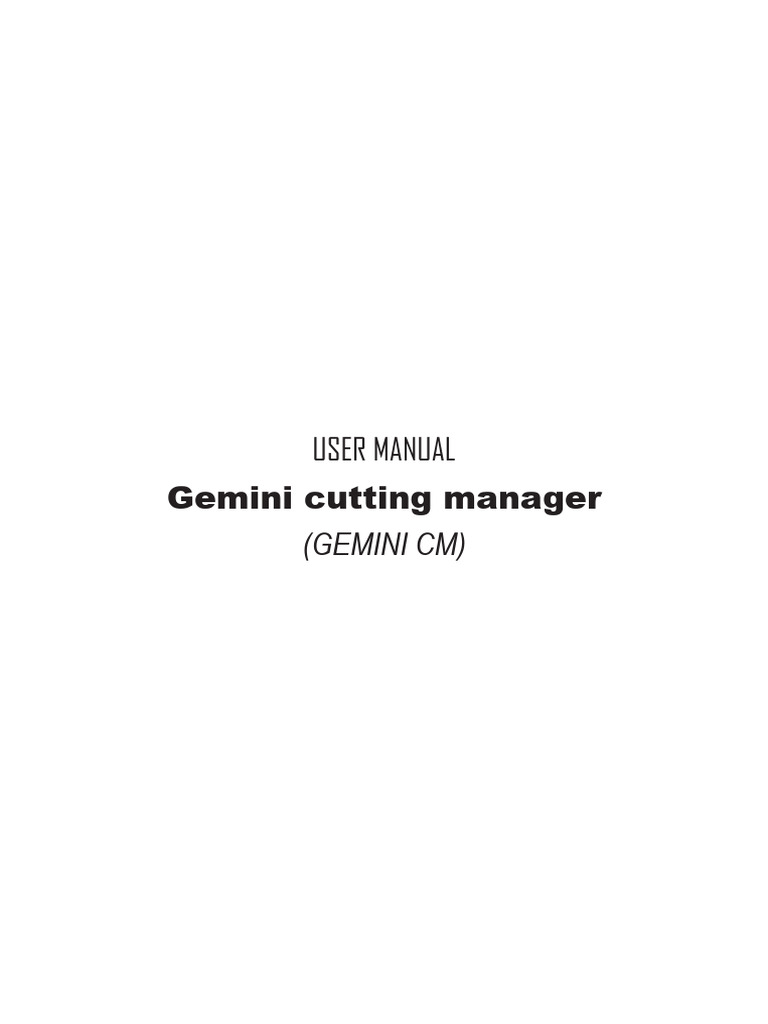 Gemini Cutting Manager User Manual | PDF | Software | Computing