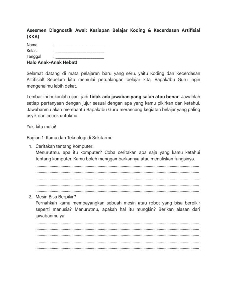 Asesmen Awal Kesiapan Koding KKA | PDF