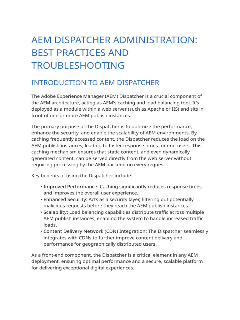 AEM Dispatcher Administration Guide | PDF | Networking | Internet & Web