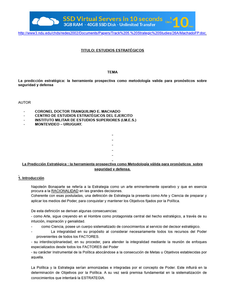 Predicción Estratégica en Seguridad y Defensa | PDF | Predicción ...