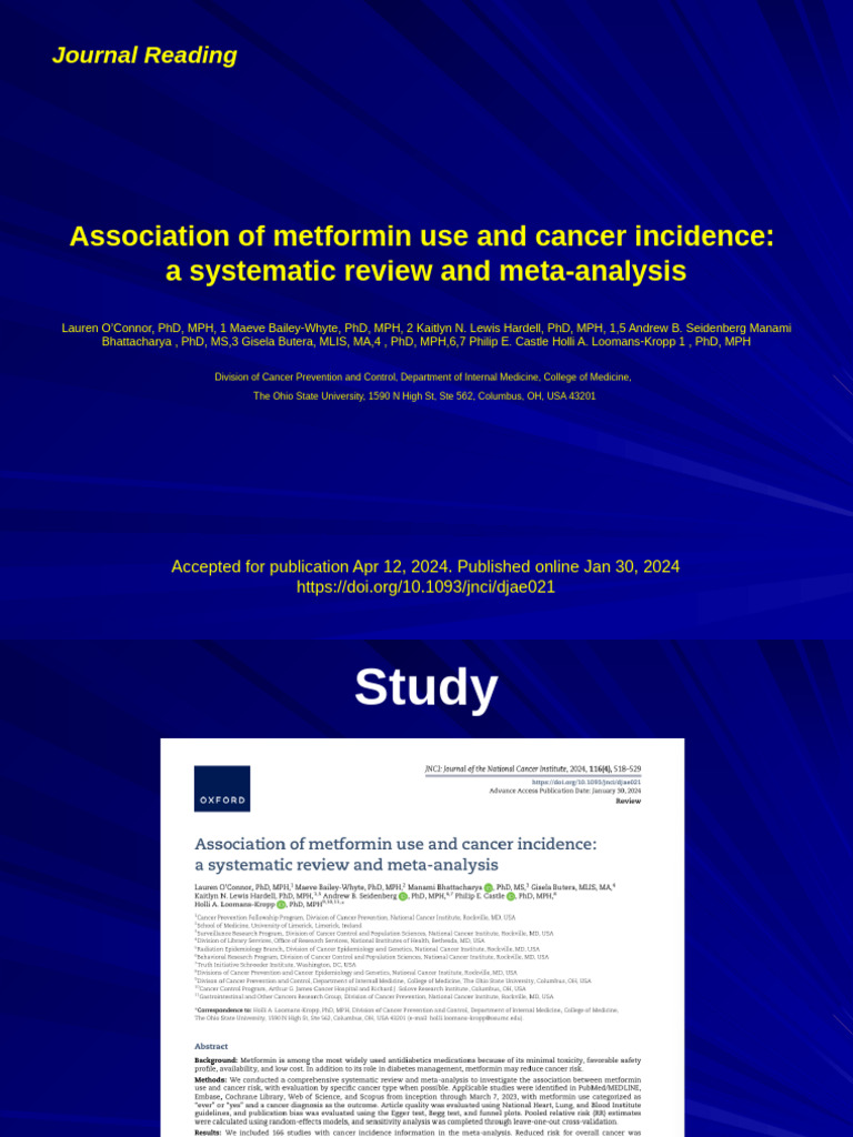 Metformin and Cancer Risk: A Meta-Analysis | PDF | Systematic Review ...