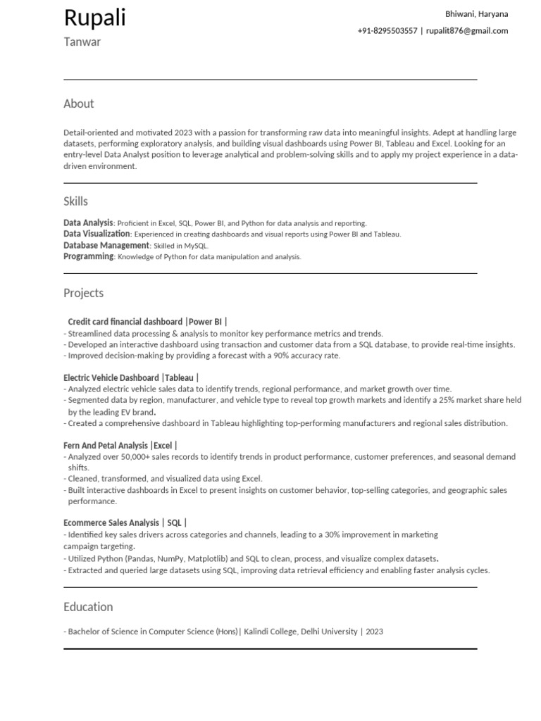Sample Data Analyst Resume Template | PDF | Data Analysis | Data