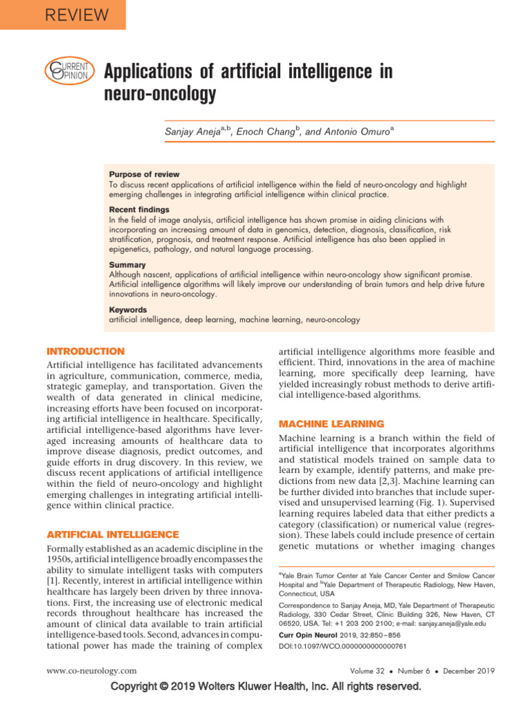 AI Applications in Neuro-Oncology | PDF | Machine Learning | Deep Learning