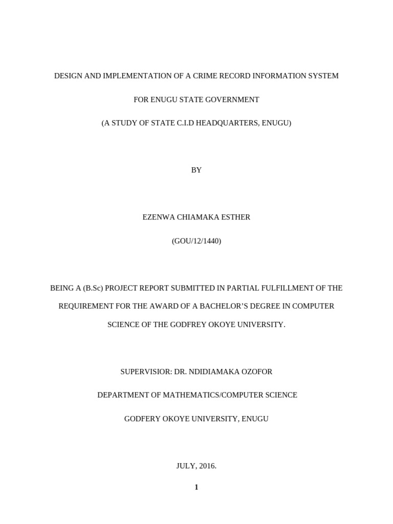 Design and Implementation of A Crime Record Information System | PDF ...