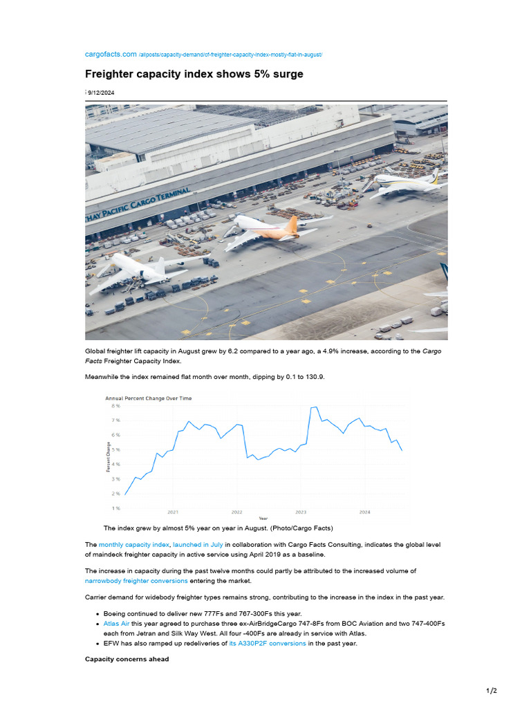 Freighter Capacity Index Update: August 2024 | PDF