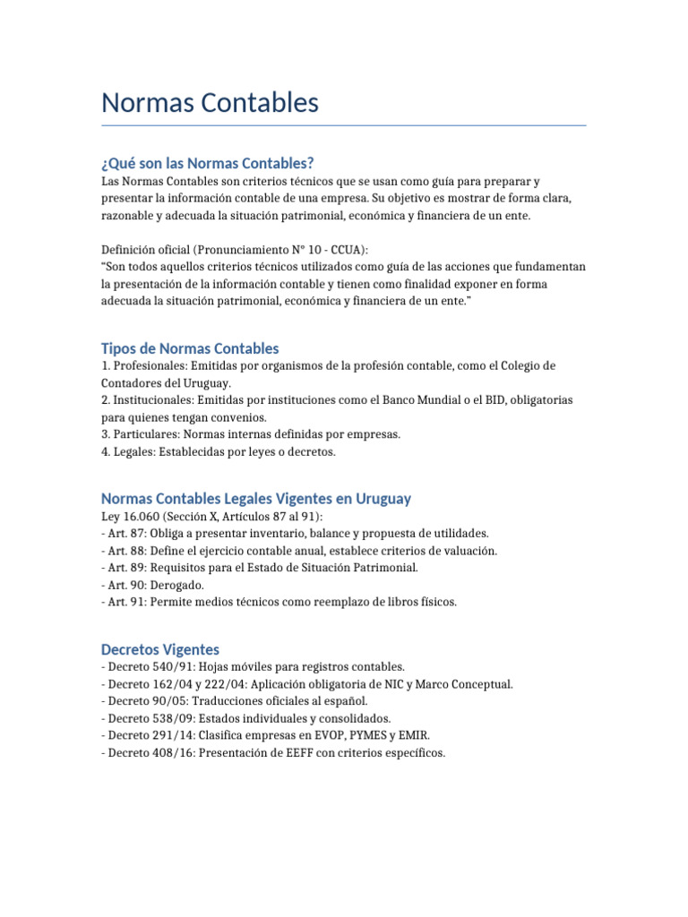 Definición de Normas Contables | PDF | Contabilidad | normas ...