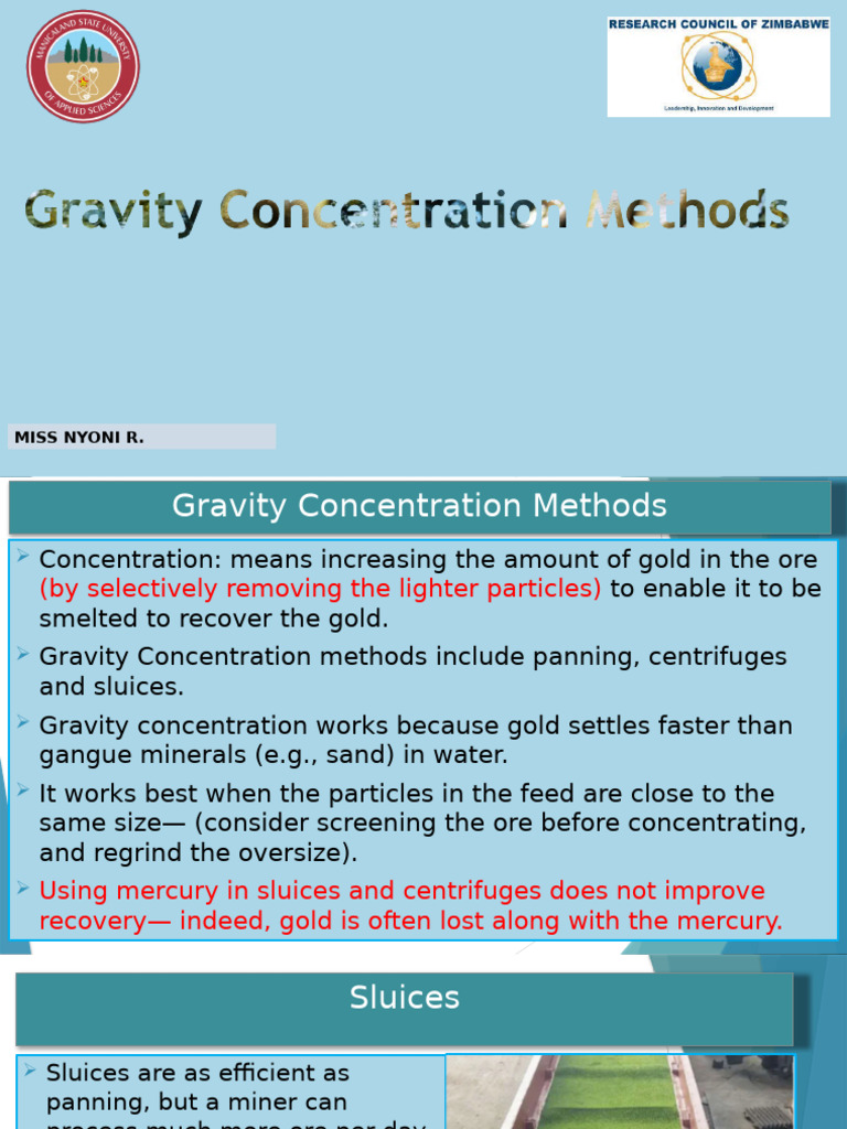 7 - Gravity Concetration Methods ....................... | PDF | Gold ...