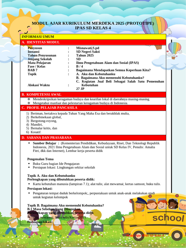 Modul Ajar Ipas Bab 7 Kelas 4 | PDF