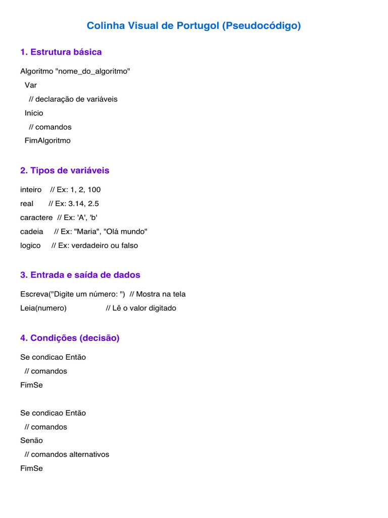 Estrutura Básica de Portugol | PDF