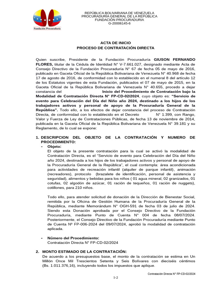 2.6 Acta de Inicio Día Del Niño 2024 | PDF