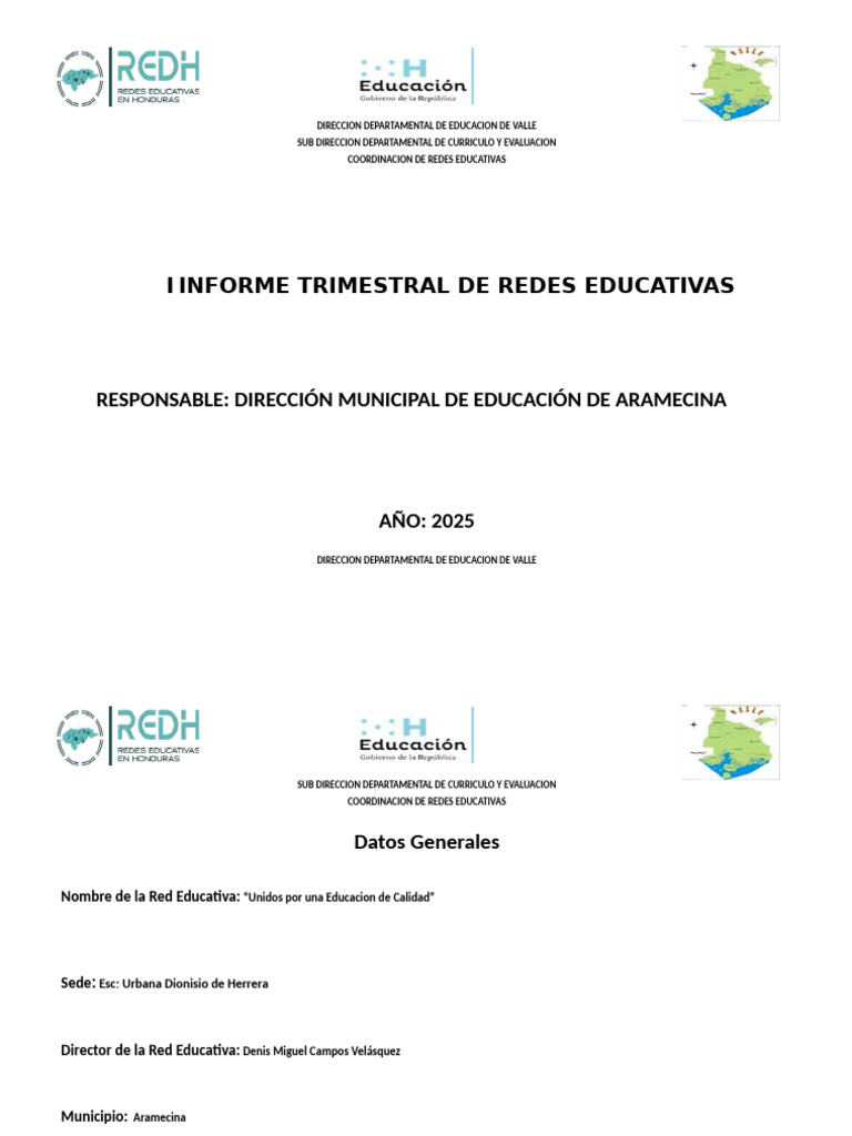 Informe Trimestral Red Educativa Aramecina | PDF | Plan de estudios ...
